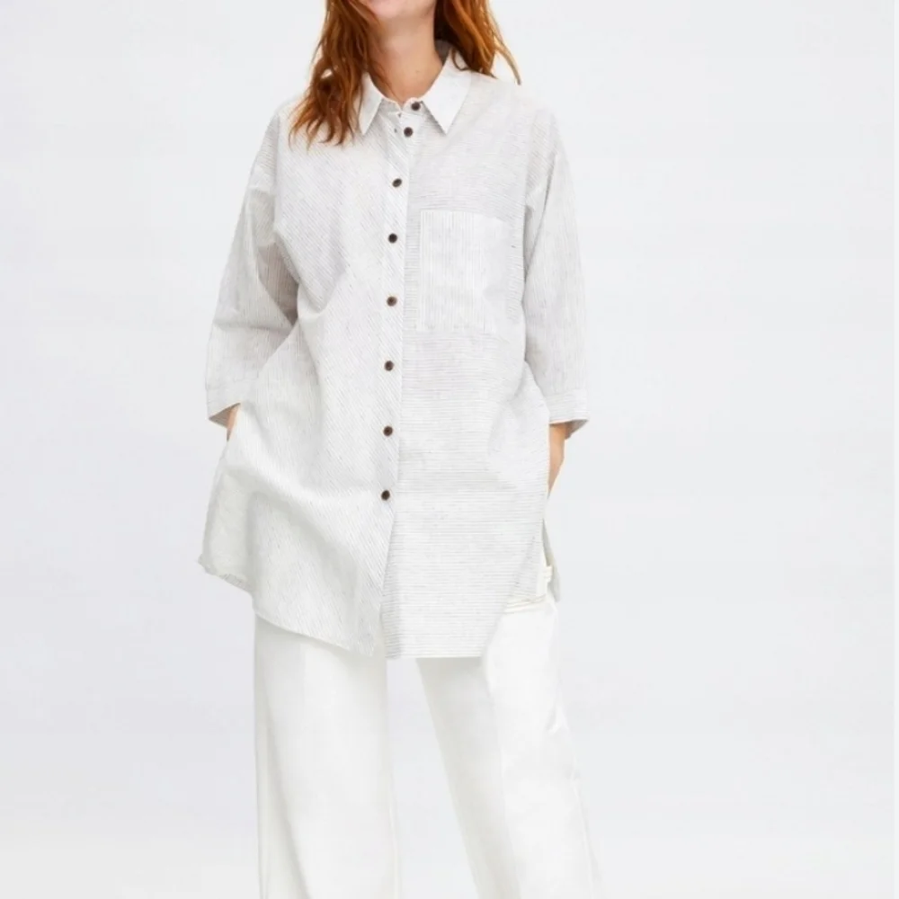 Zara Women's Oversized Linen Striped Shirt Tunic Size Midium